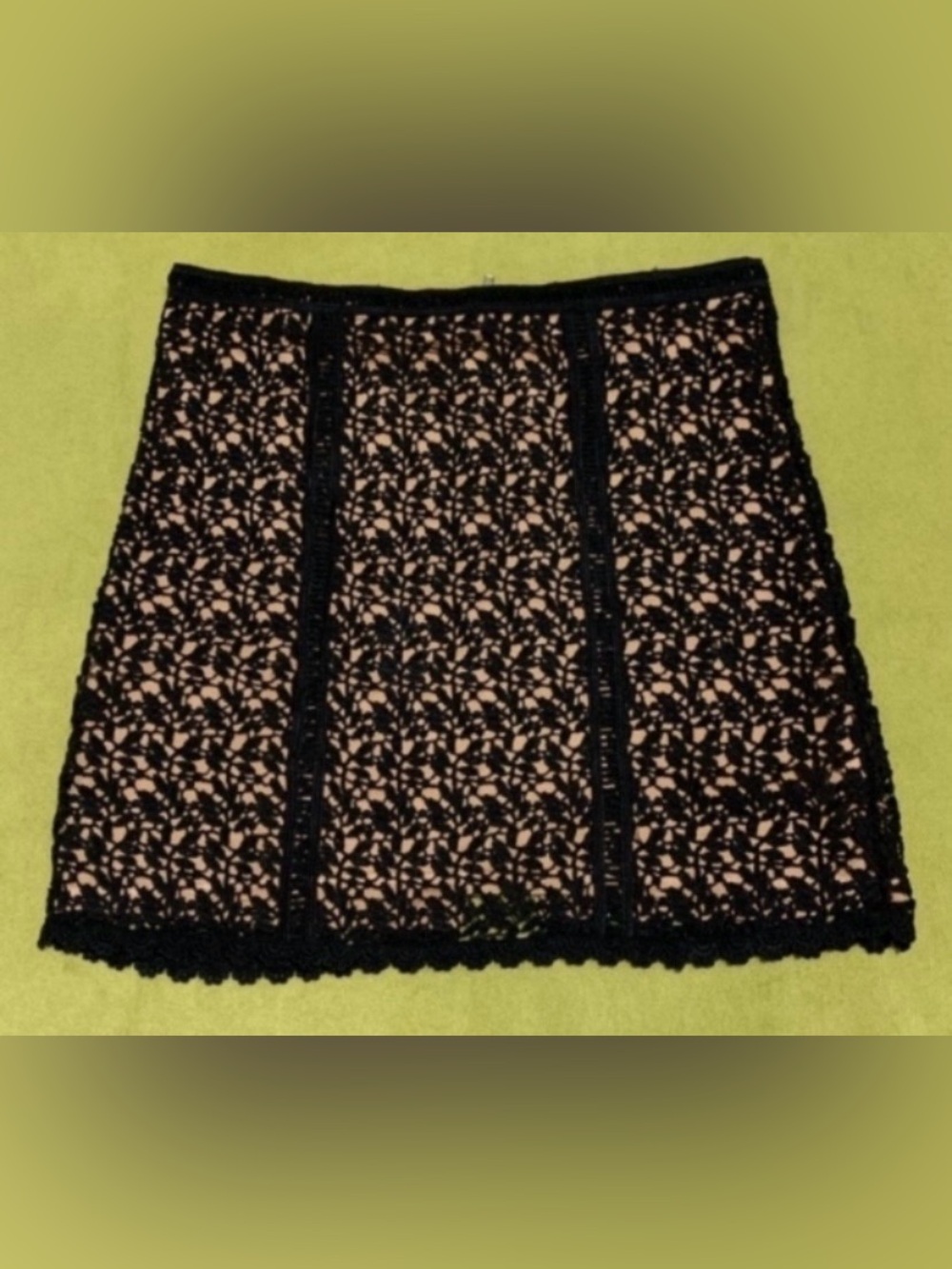 Kendall & Kylie Black Lace Mini Skirt with Nude Lining